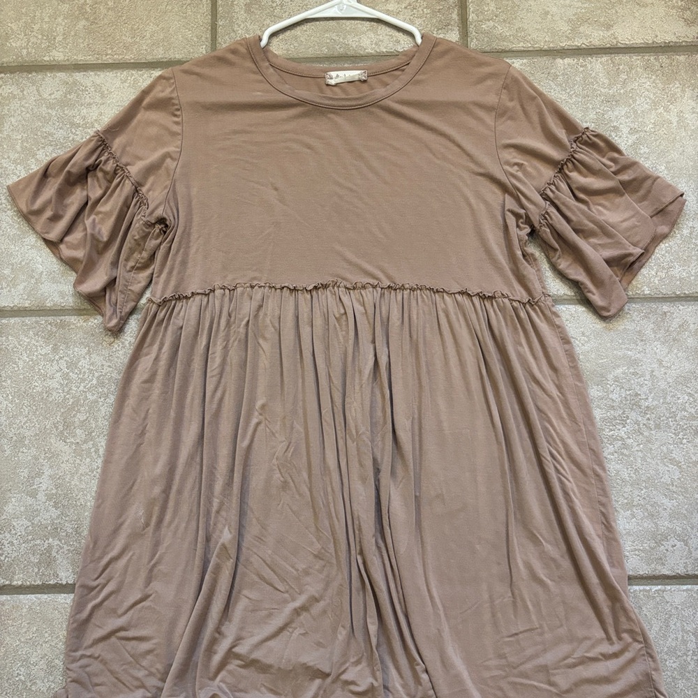 Altar'd State Ruffle Sleeve Tunic - Brown